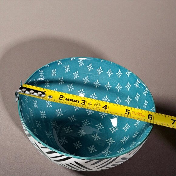 Set of 2 OVER AND BACK Colorful Geometric Design 6" Cereal Soup Bowls - Picture 6 of 12